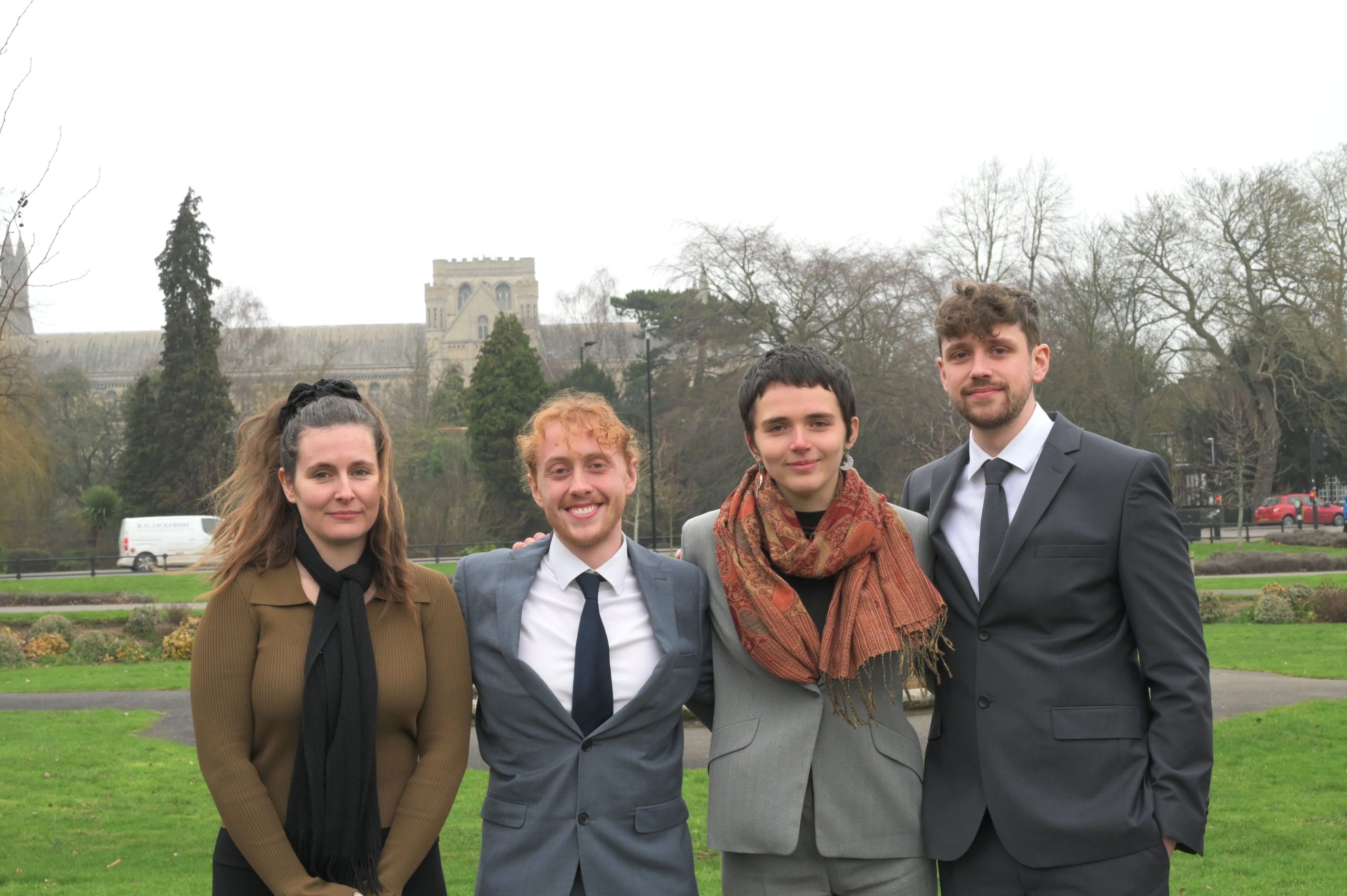 Defendants (L-R) Ash Faulkner, Ben Thomas, Matilda Dunlop, and Michael Sykes.